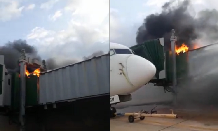 Incêndio em ponte de embarque afeta operações do aeroporto de São Luís; veja o vídeo
